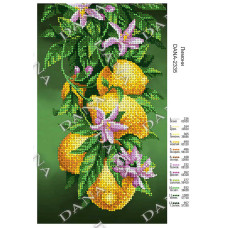 Лимони. Тканина для вишивання бісером (Код:2335)