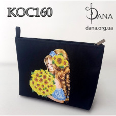 Красуня з соняшниками. Готова косметичка для вишивання бісером (Код:КОС160)