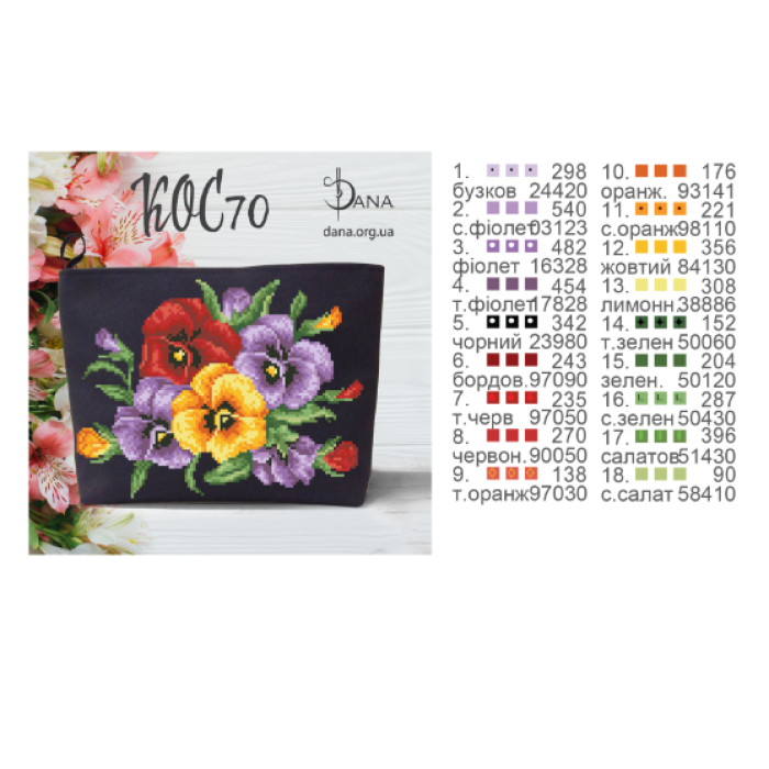Весняний букет. Косметичка для вишивки (Код:КОС70)