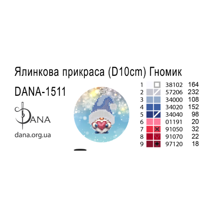 Пошита ялинкова прикраса під вишивку бісером. Гномики (Код:1511П)