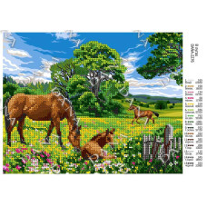 В лугах. Тканина для вишивки бісером (Код:2276)