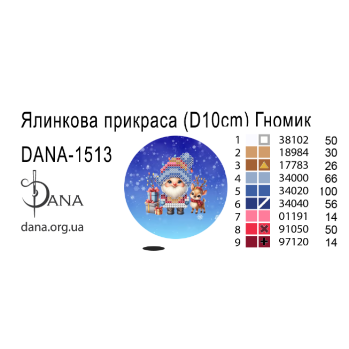 Пошита ялинкова прикраса під вишивку бісером. Гномики (Код:1513П)