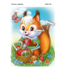Білочка з грибами. Схема для бісеру (Код:165)