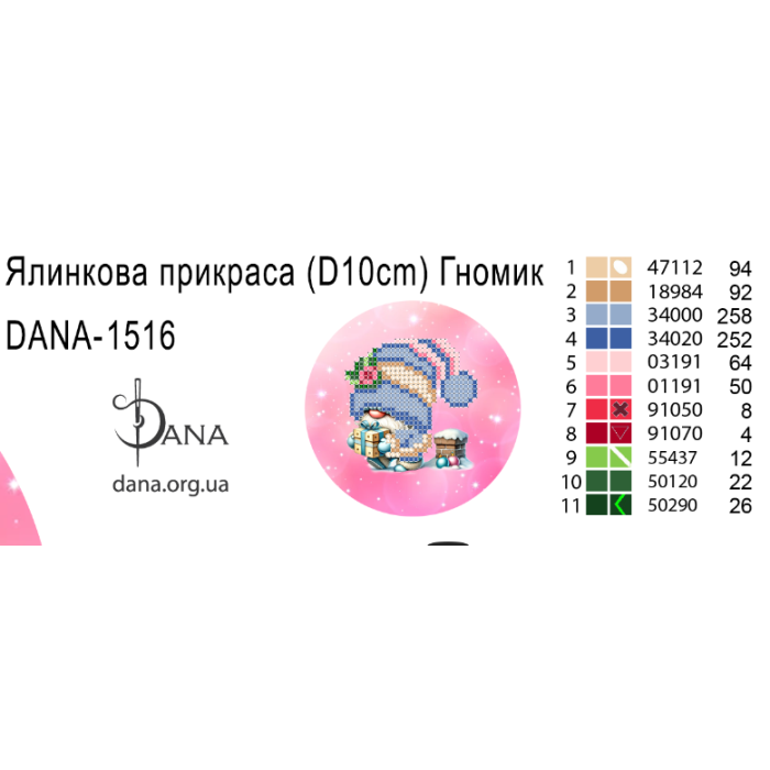 Пошита ялинкова прикраса під вишивку бісером. Гномики (Код:1516П)