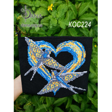 Ластівки. Текстильна косметичка під бісер (Код:КОС224)