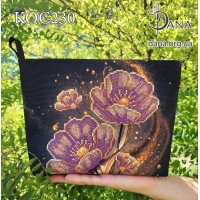 Коричневі квіти. Косметичка зі схемою для вишивки бісером (Код:КОС230)
